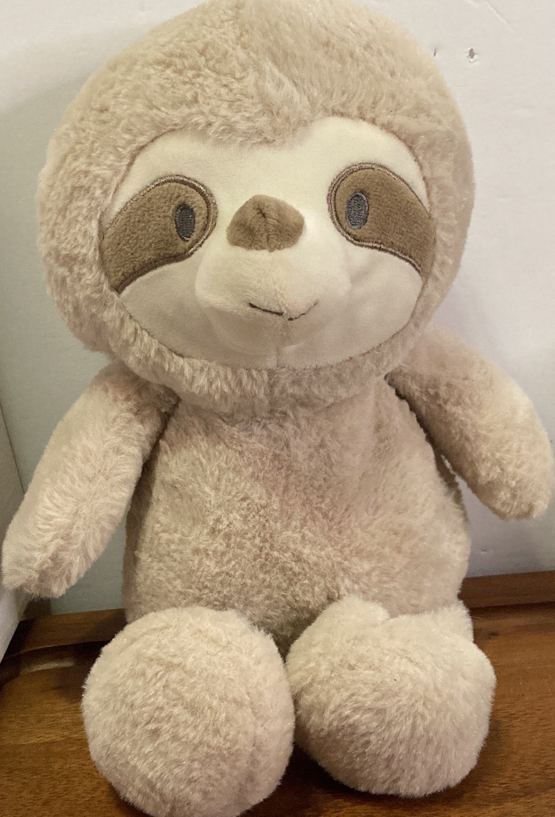 KELLY TOY Beige Sloth Rattle Crinkle Ears Plush