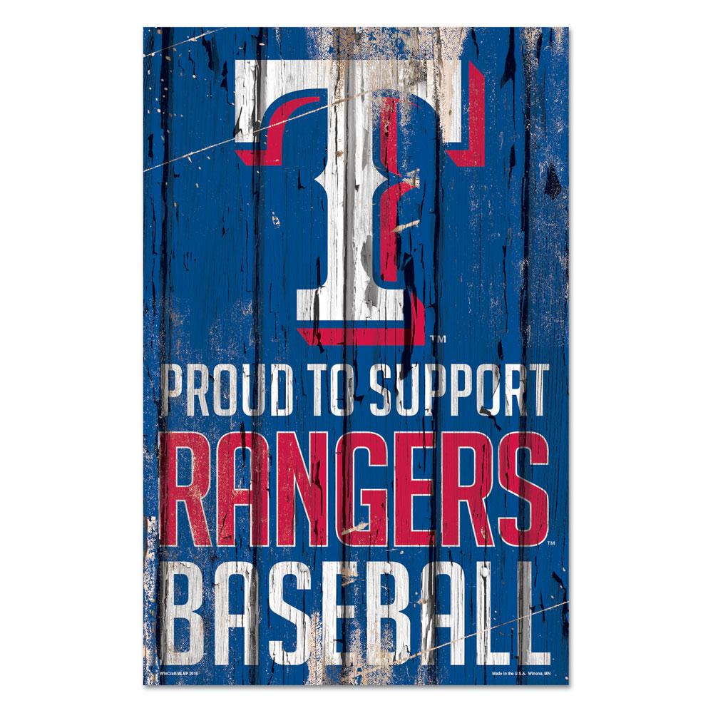 Texas Rangers Proud to Support Wooden Sign 11x17"