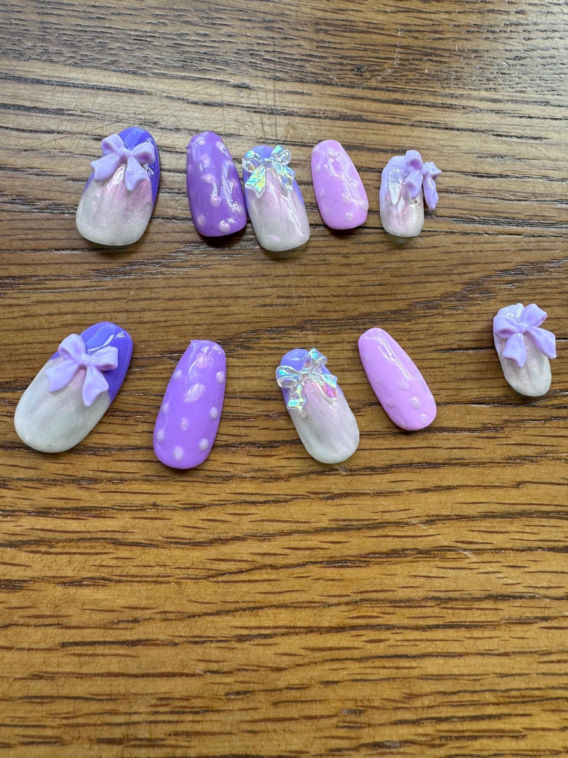 Bowtastic hand-painted nail set