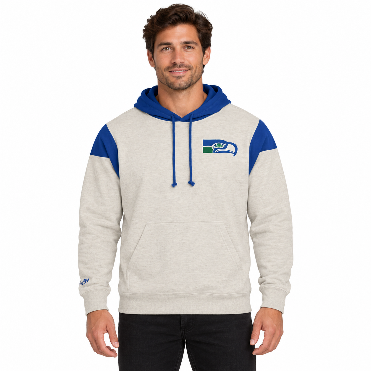 Seattle Seahawks French Terry Mitchell and Ness Hooded Sweatshirt