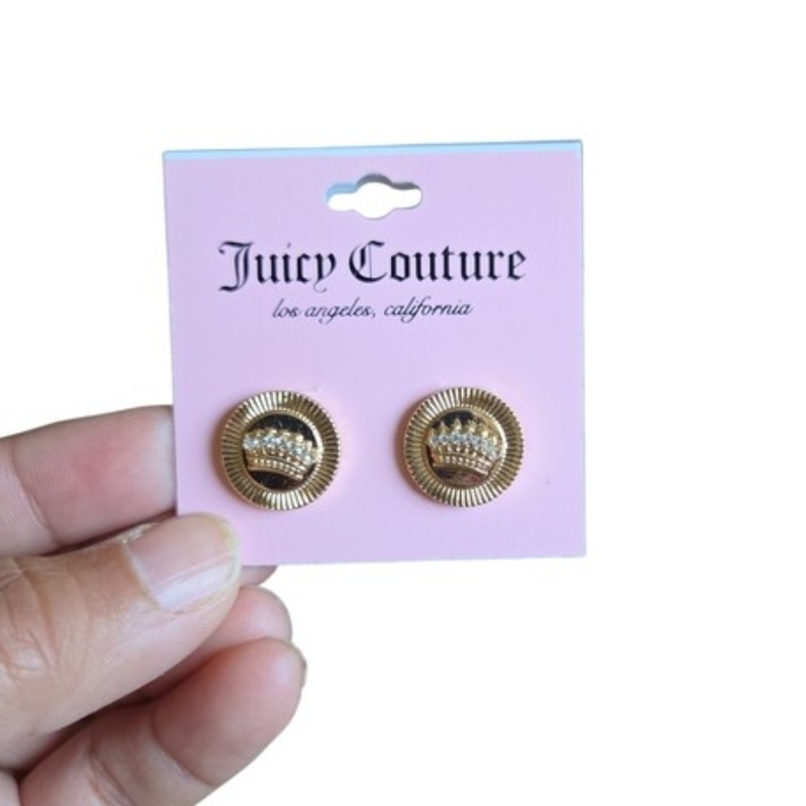 Juicy Couture Gold-Tone Crown Button Stud Earrings