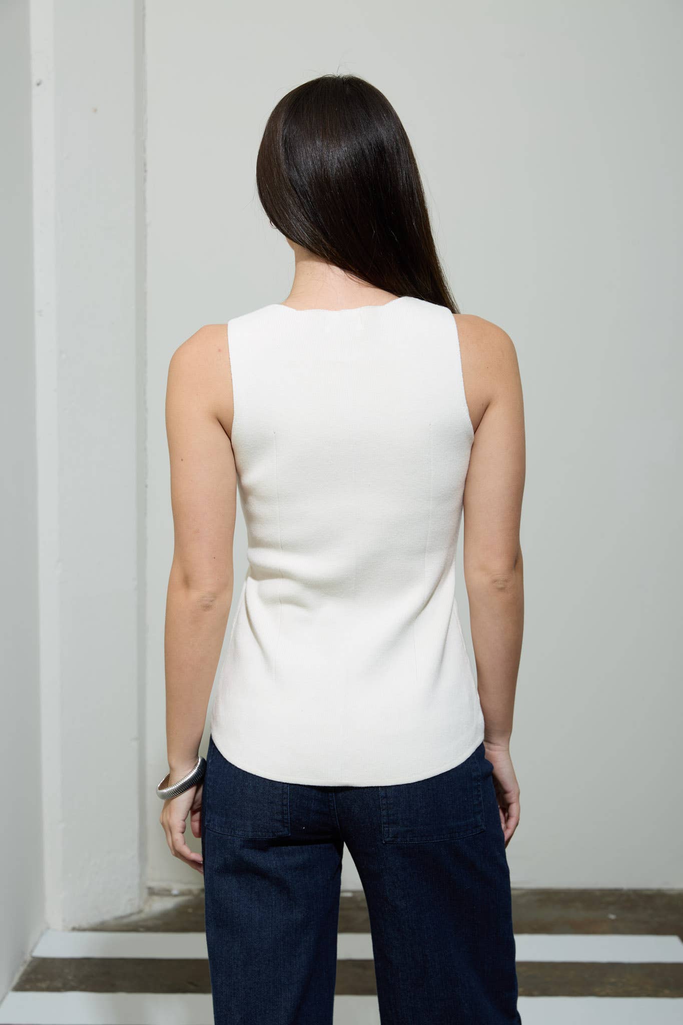 Stretch loose straight-leg jeans