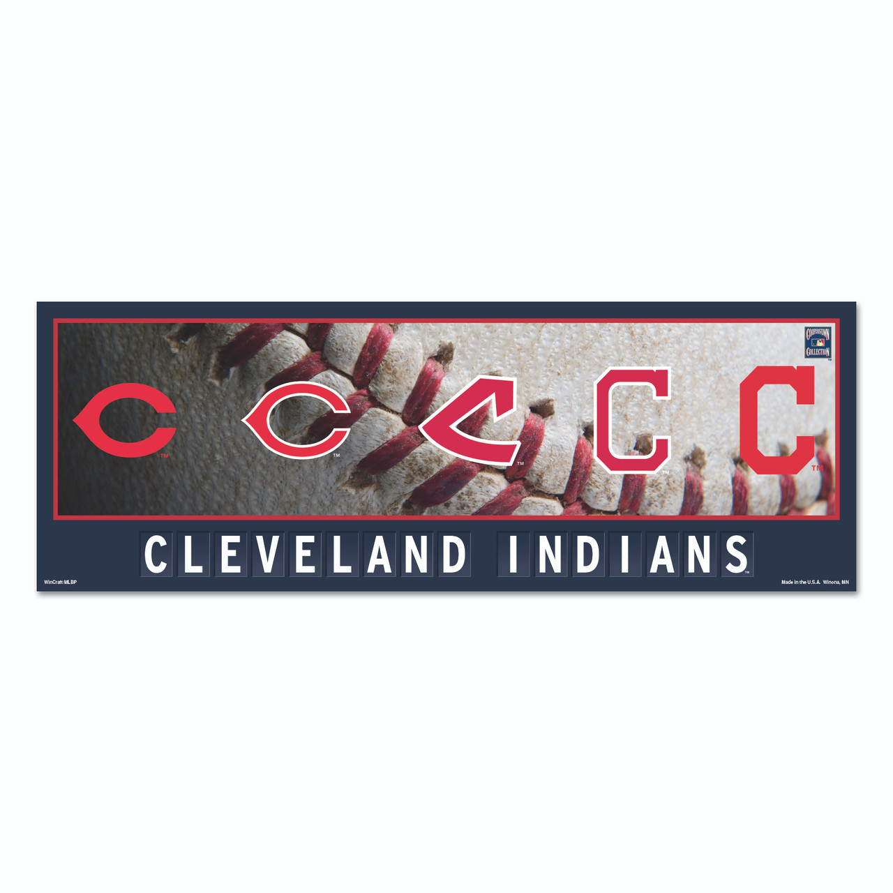 Cleveland Indians Wood Evolution Sign 8x32"