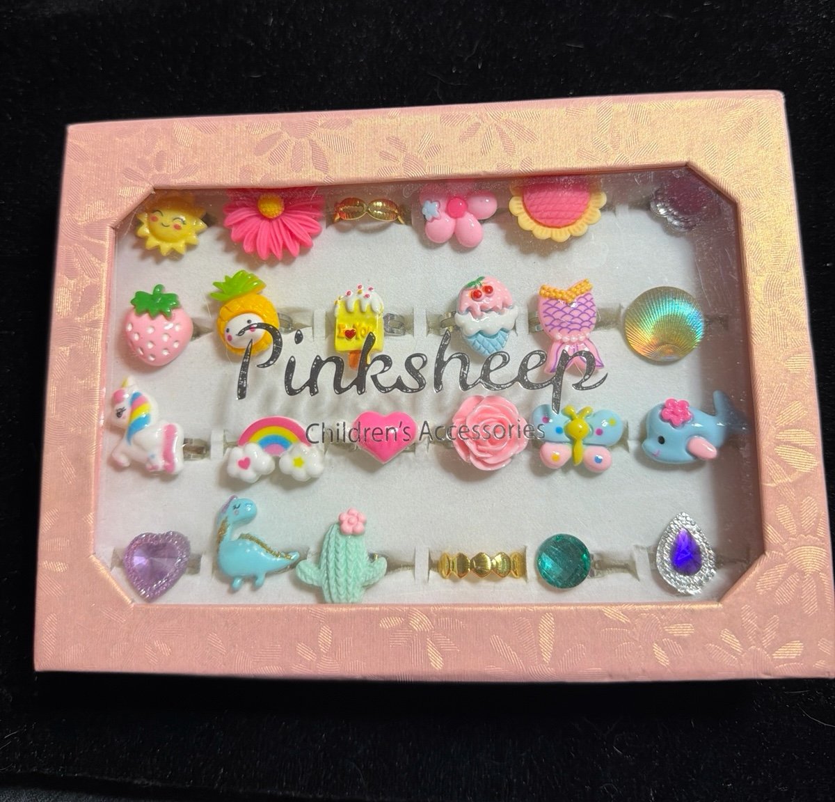 Childrenβs Accessories 24 PinkSheep adjustable rings for little girls