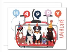 Happy Birthday Doggie Chairlift Notecard