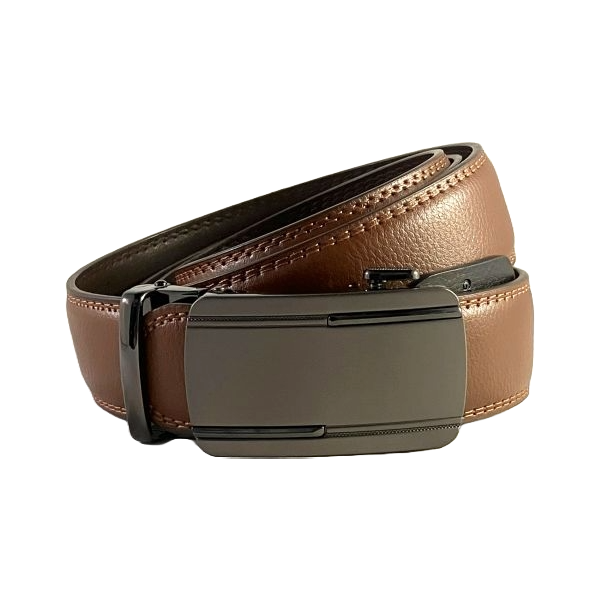 46" Cut To Size Gunmetal Ratchet Brown Belt