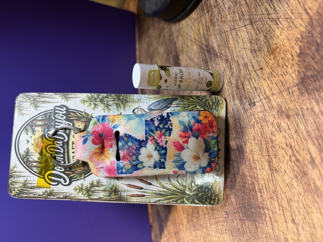 Louisiana Floral Lip Balm Holder Keychain β Handmade Cajun State Gift