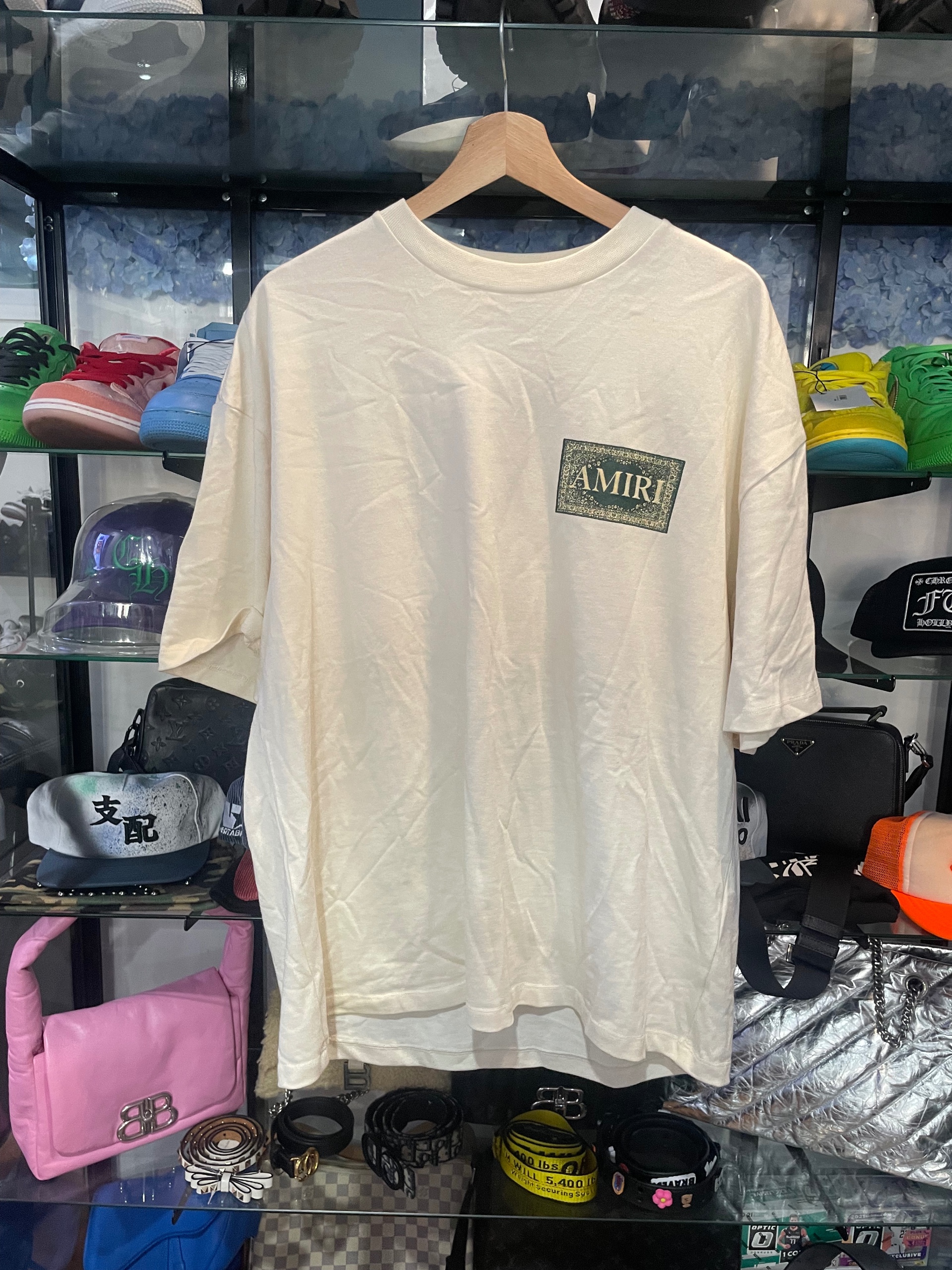 amiri beige green logo t-shirt M (used)