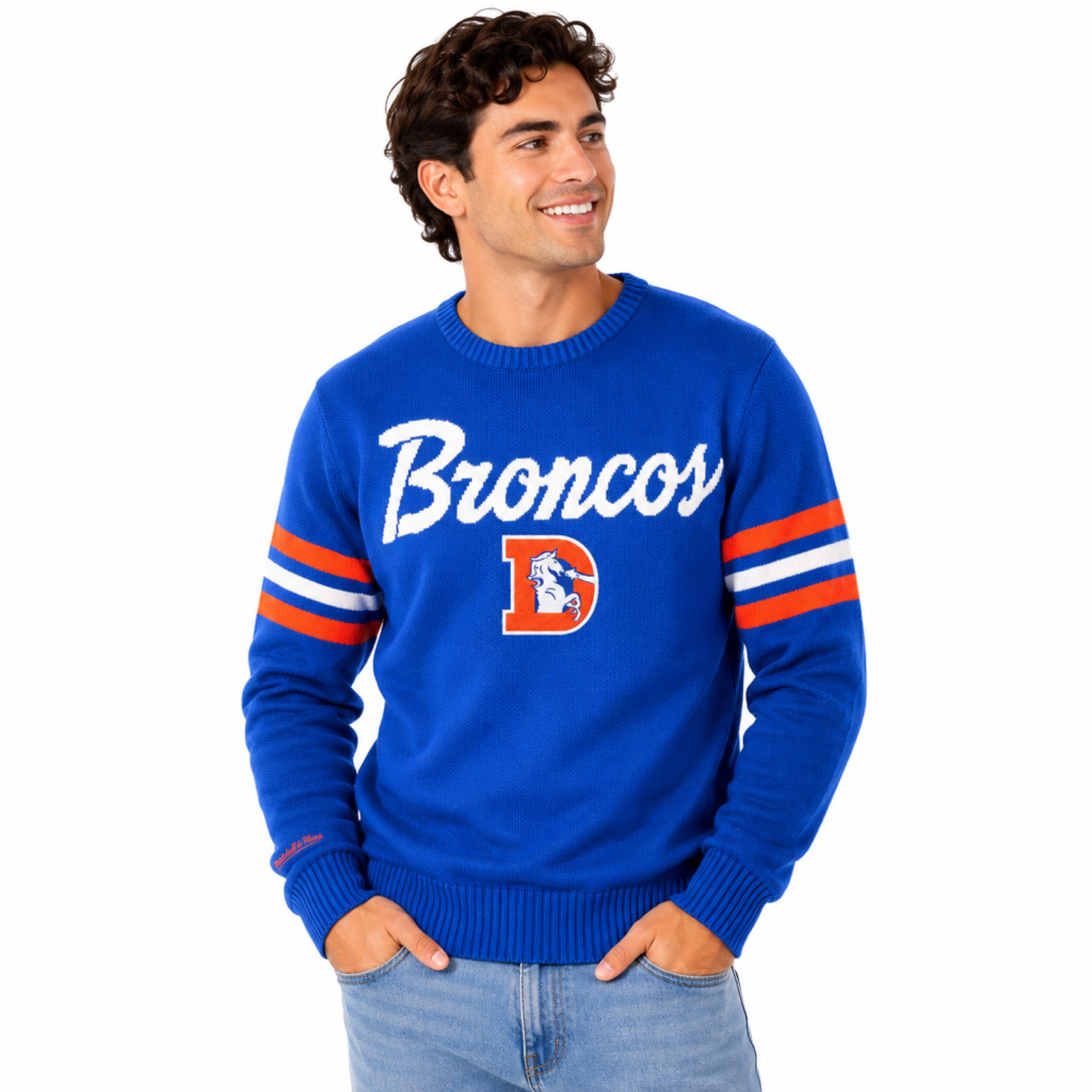 Denver Broncos Retro Head Coach Mitchell and Ness Sweater