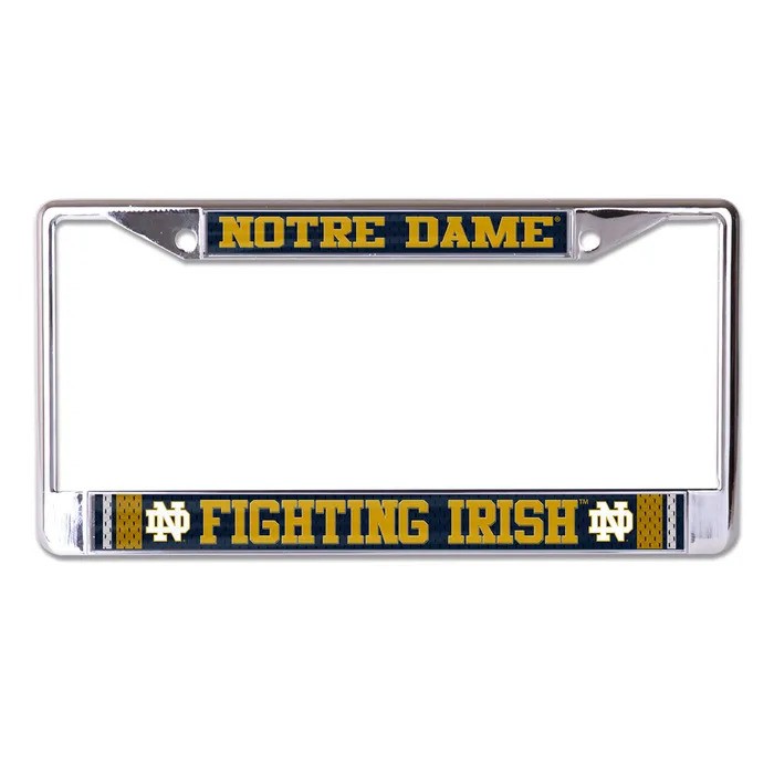 Notre Dame Fighting Irish Jersey Stripes Chrome License Plate Frame