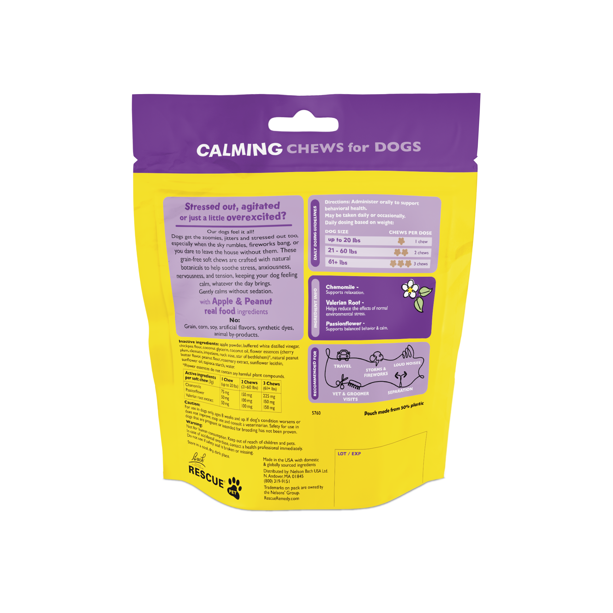 RESCUE Pet Calming Chews for Dog 60 count