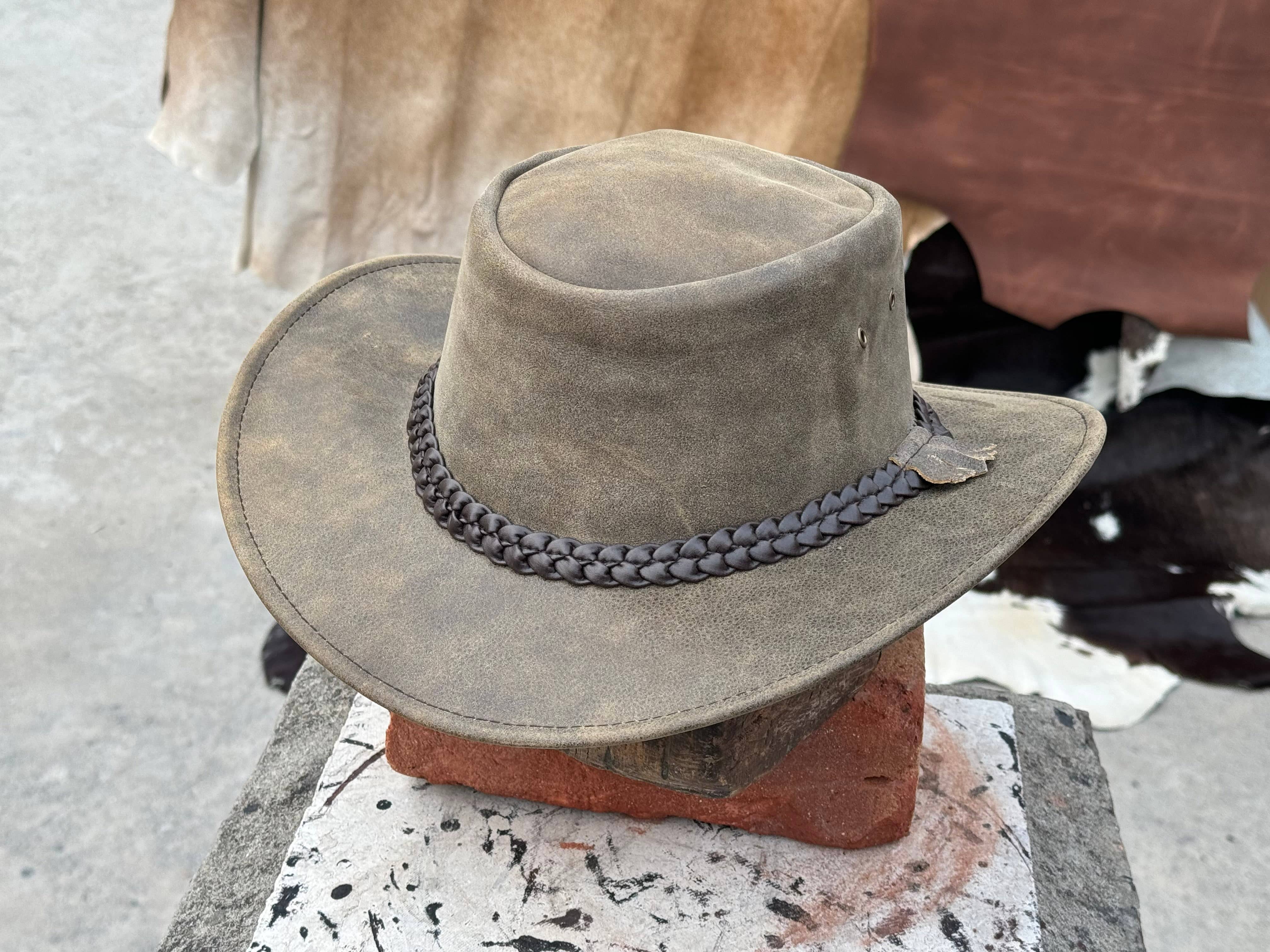 Gardiner  Crusher Premium Leather Outback Hat Packable Hats