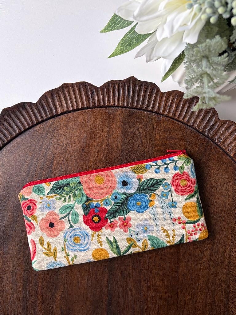 Pencil Pouch – Rosy Florals on Cream, photo 5 of 6