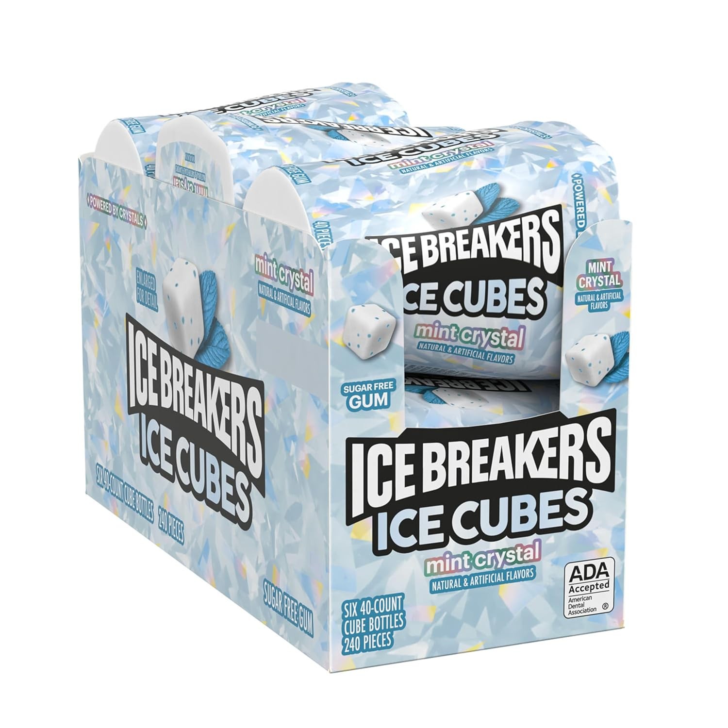 Ice Breakers Cubes Mint Crystal Gum Bottle Pack 3.24oz 6ct Tray