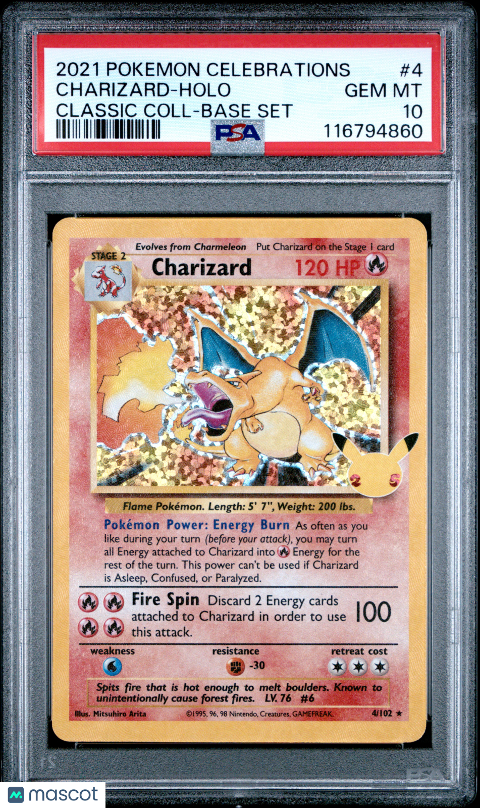 2021 Pokemon Celebrations Classic Collection Charizard Base Set PSA 10 #4