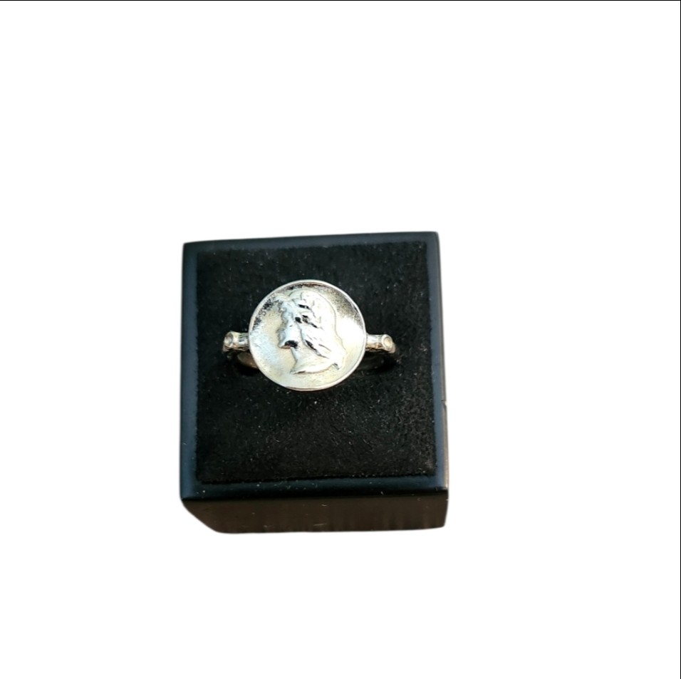 Size 8 Silver Toned Coin Ring