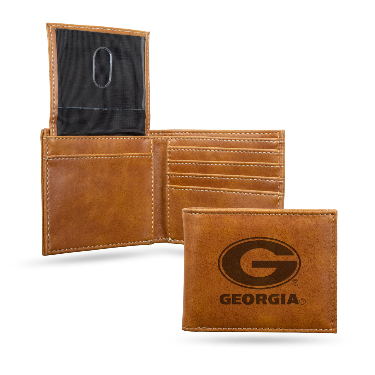 Georgia Bulldogs Laser Engraved Billfold Leather Wallet