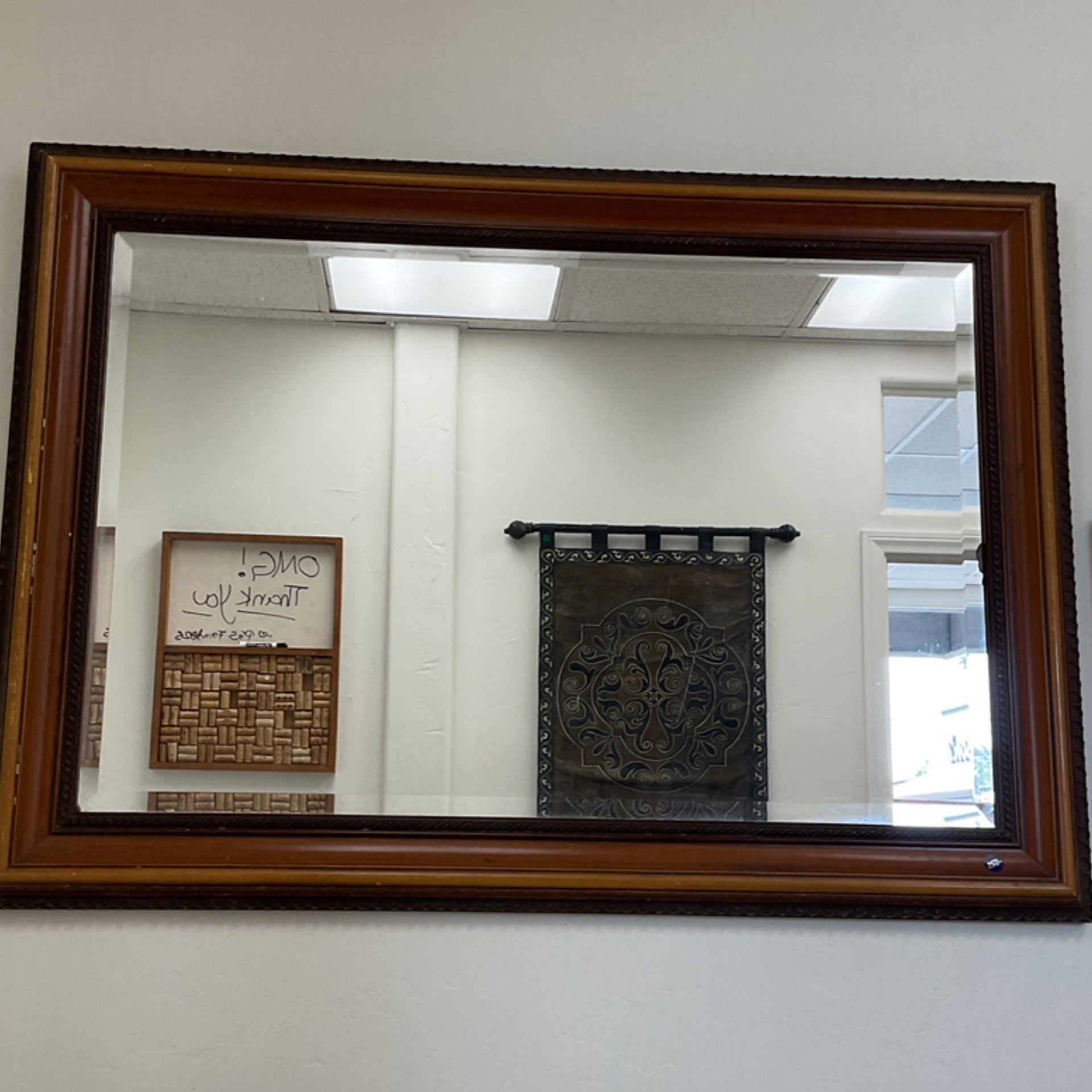 Large Mirror with Wooden Frame