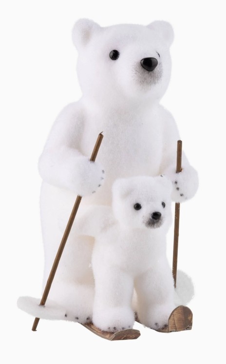 Parent and Child Bear on Skis