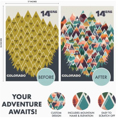 14ers Scratch Off Poster with Magnetic Hanger