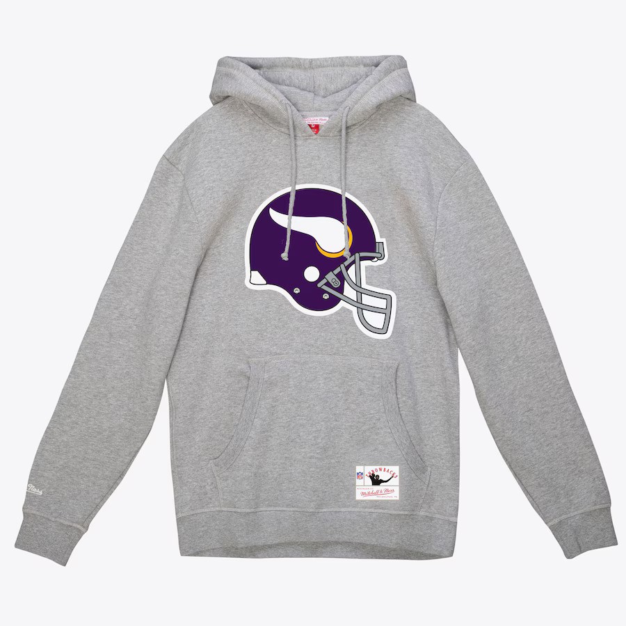 Minnesota Vikings Grey Mitchell and Ness Helmet Hooded Sweatshirt
