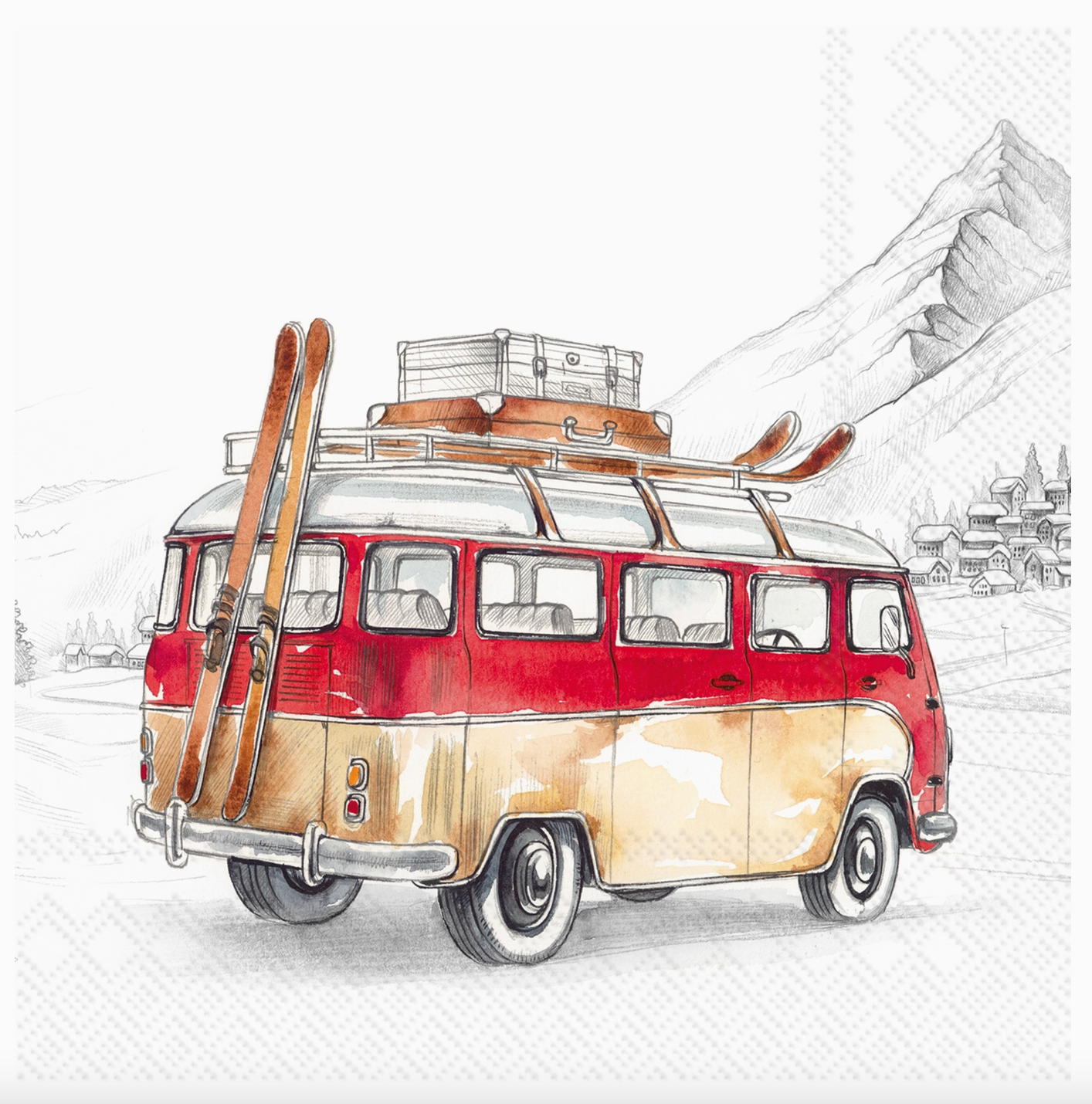 Ski Bus Paper Cocktail Napkins