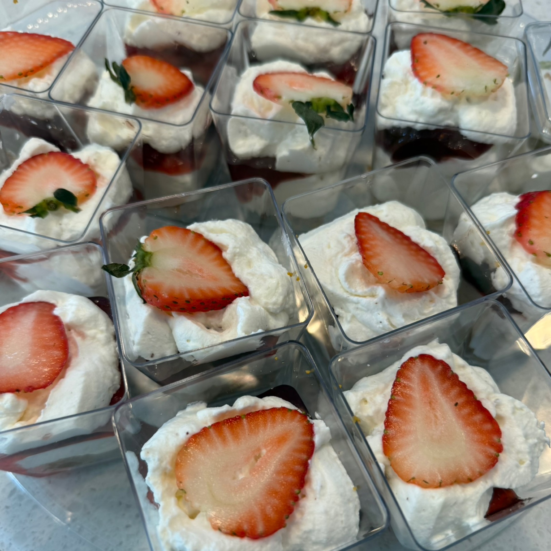 Cheesecake mousse and raspberry jam verrines