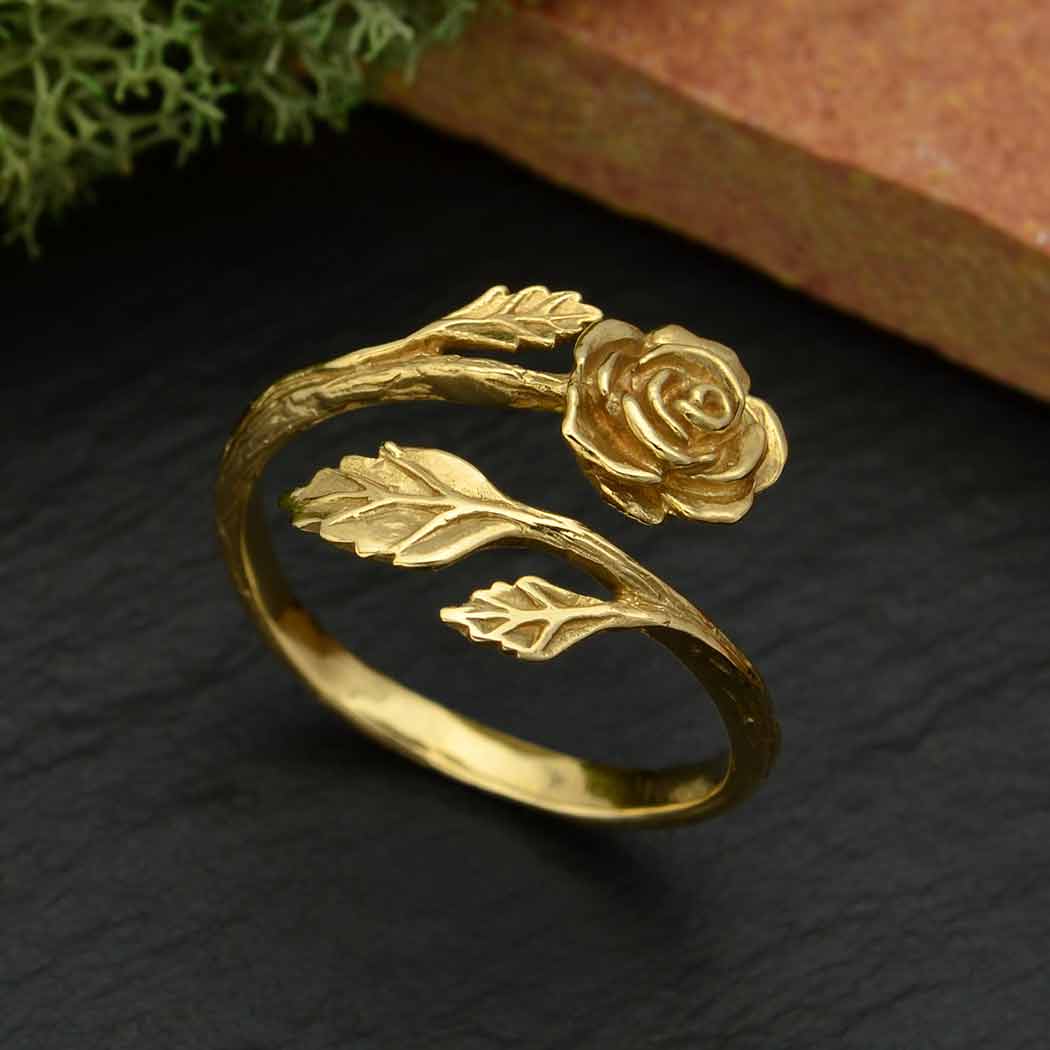 Sterling Silver or Bronze Rose Adjustable Ring: Bronze
