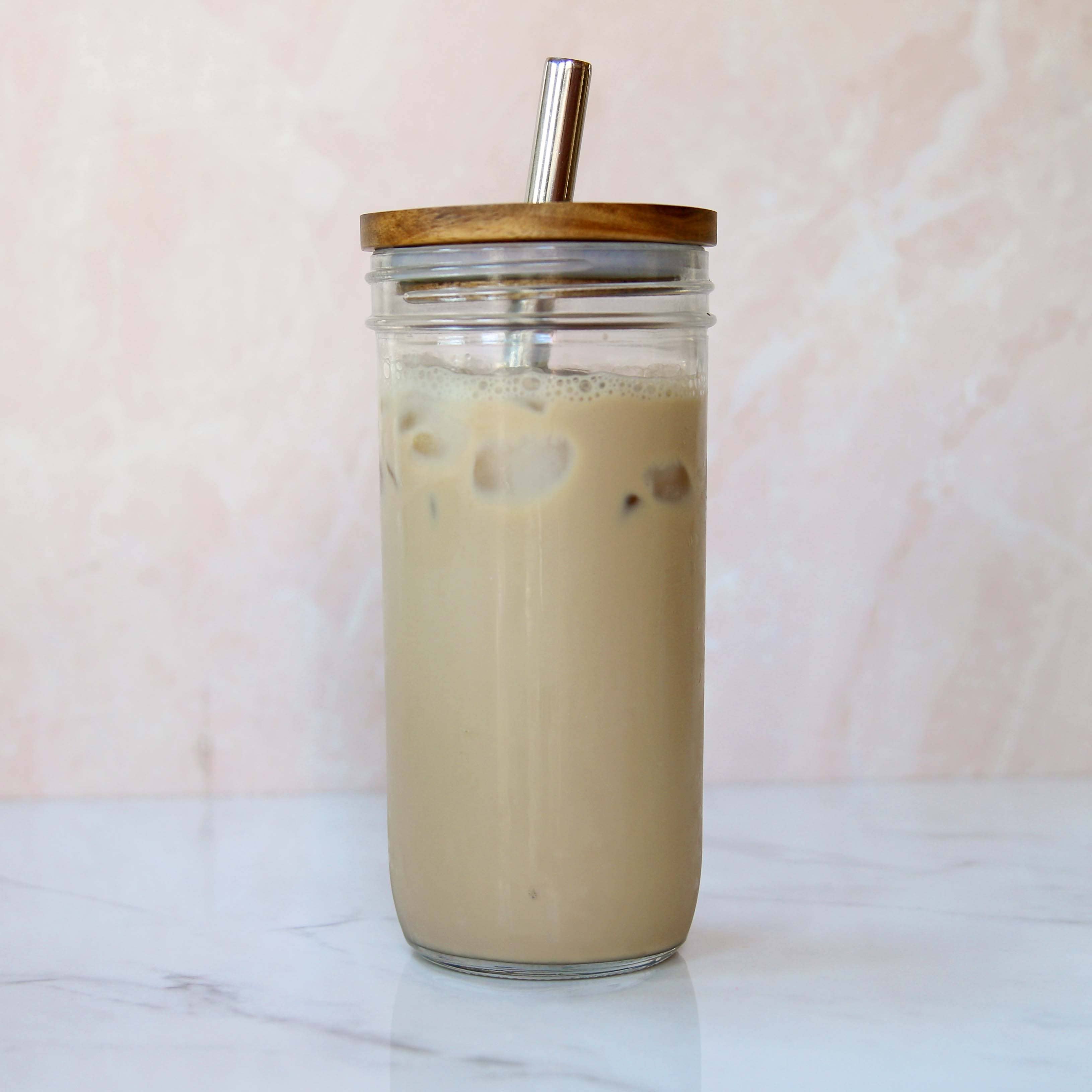 Forest Cove Home - Blank Straight Mason Jar Cups + Acacia Lid + Straw