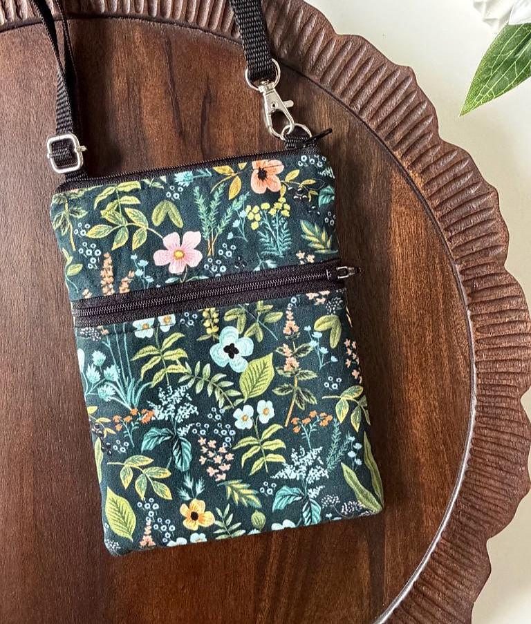Small Crossbody Bag – Herb Garden (Dark) – handmade crossbody bag