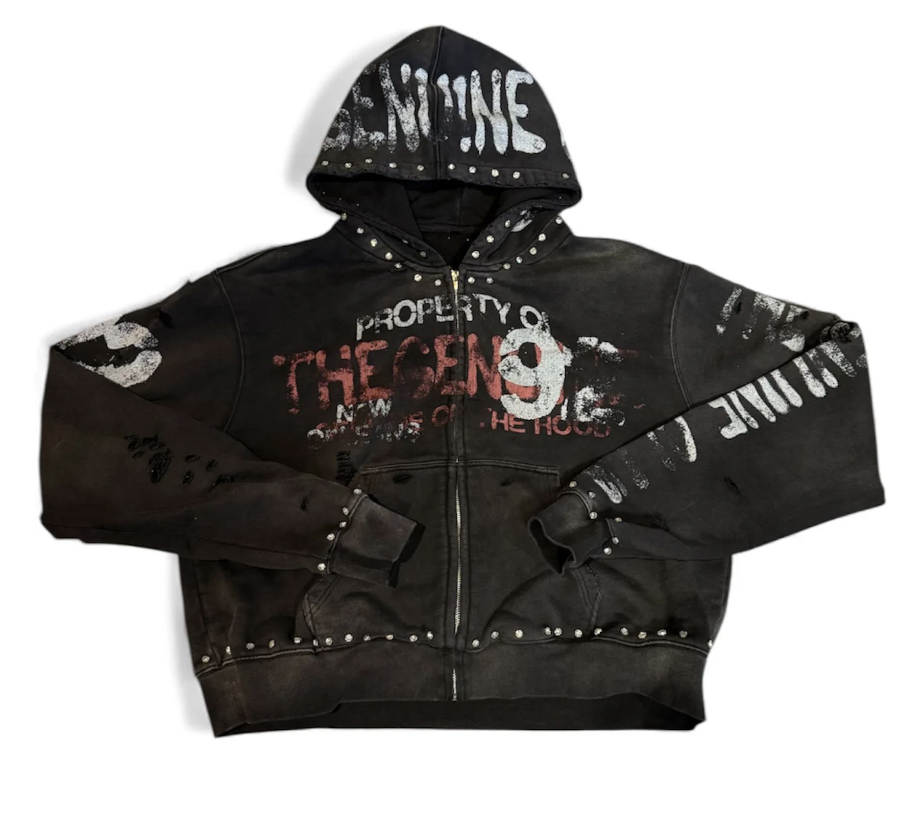 THE GENUINE CLUB Genuine 92 Studded Zip Hoodie