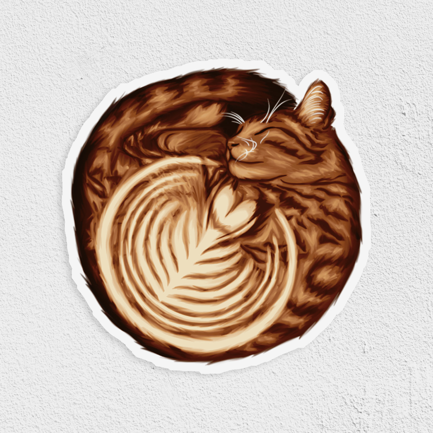 Cat Loaf Studio - Latte Cat Waterproof Sticker: Mocha Tabby, Glossy, 3"