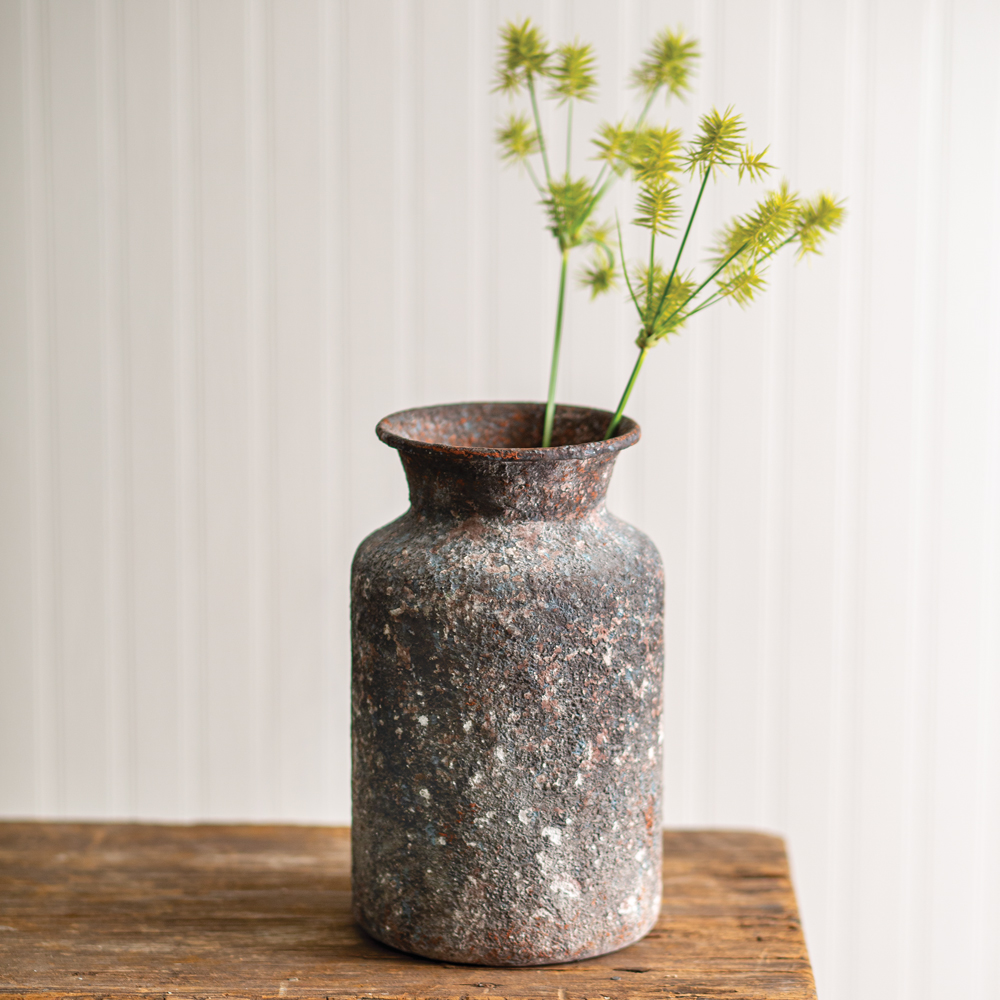 Farmhouse gray textured bouquet vase