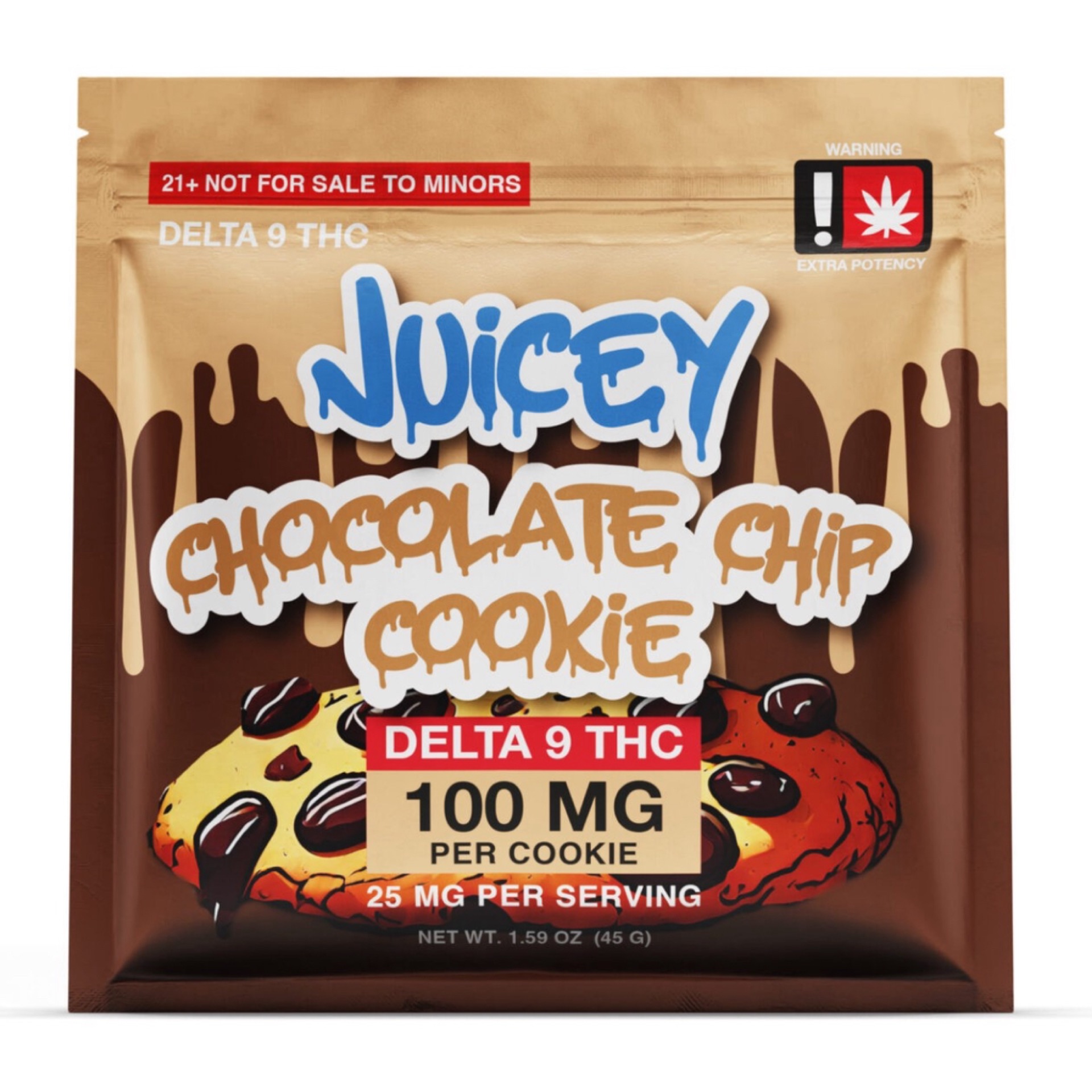 JUICEY 100mg Delta 9 THC Chocolate Chip Cookies - Regular