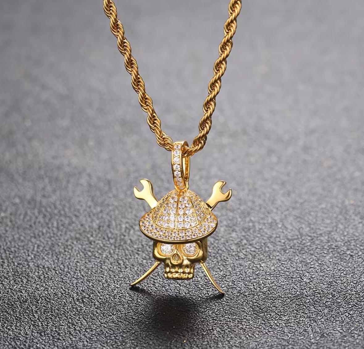 Samurai Skull Pendant Necklace, image 3