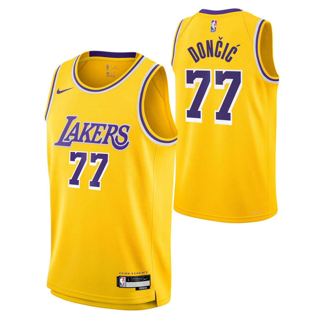 Los Angeles Lakers Luka Doncic #77 Kids Yellow Nike Swingman Jersey