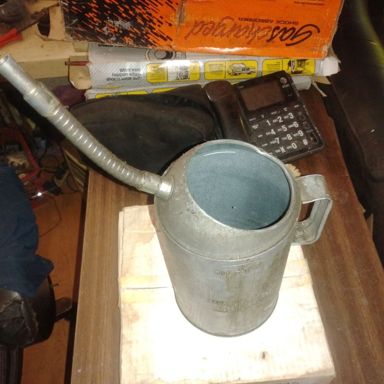 Used 1 Gal Galvanized Oil Jug Flexible Spout SC 65 Free Ship