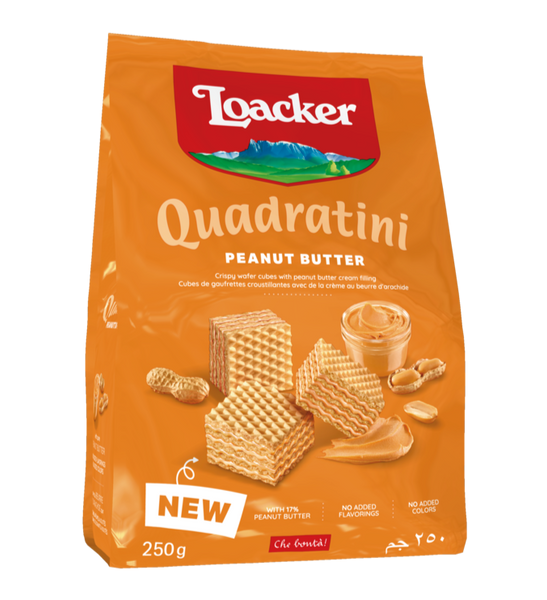 Loacker Quadratini Peanut Butter Wafer Cookie Bag 8.84 oz 6ct