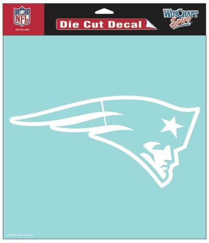 New England Patriots White Perfect Cut Decal 8x8"