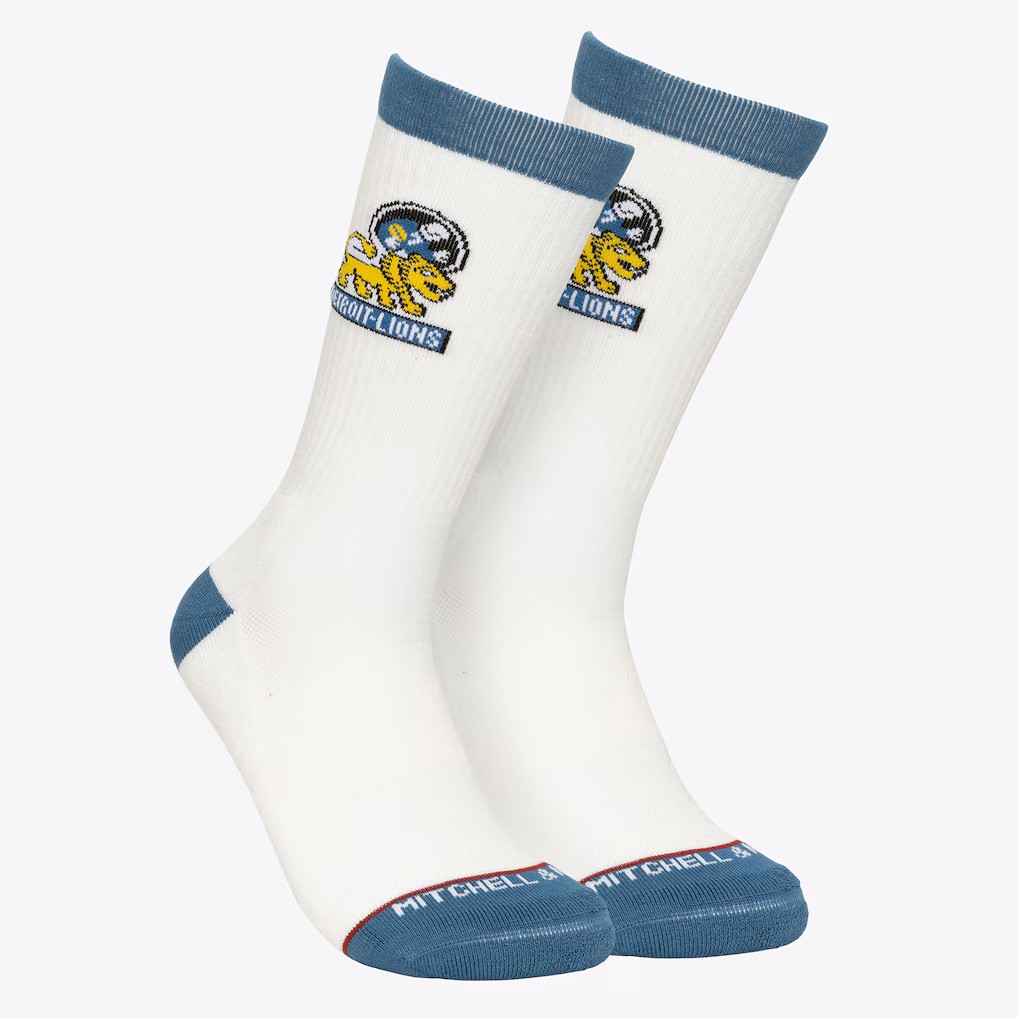 Detroit Lions Retro Mitchell and Ness Touchback Crew Socks