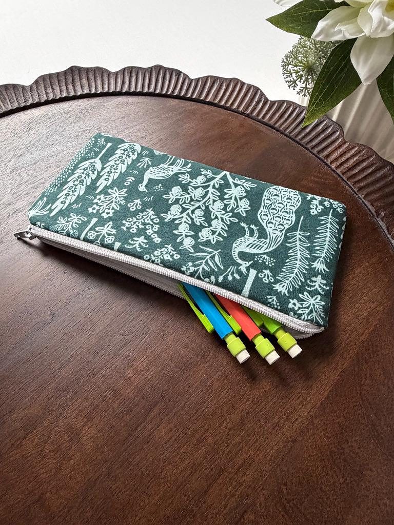 Pencil Pouch – Menagerie Silhouette Emerald, photo 3 of 6