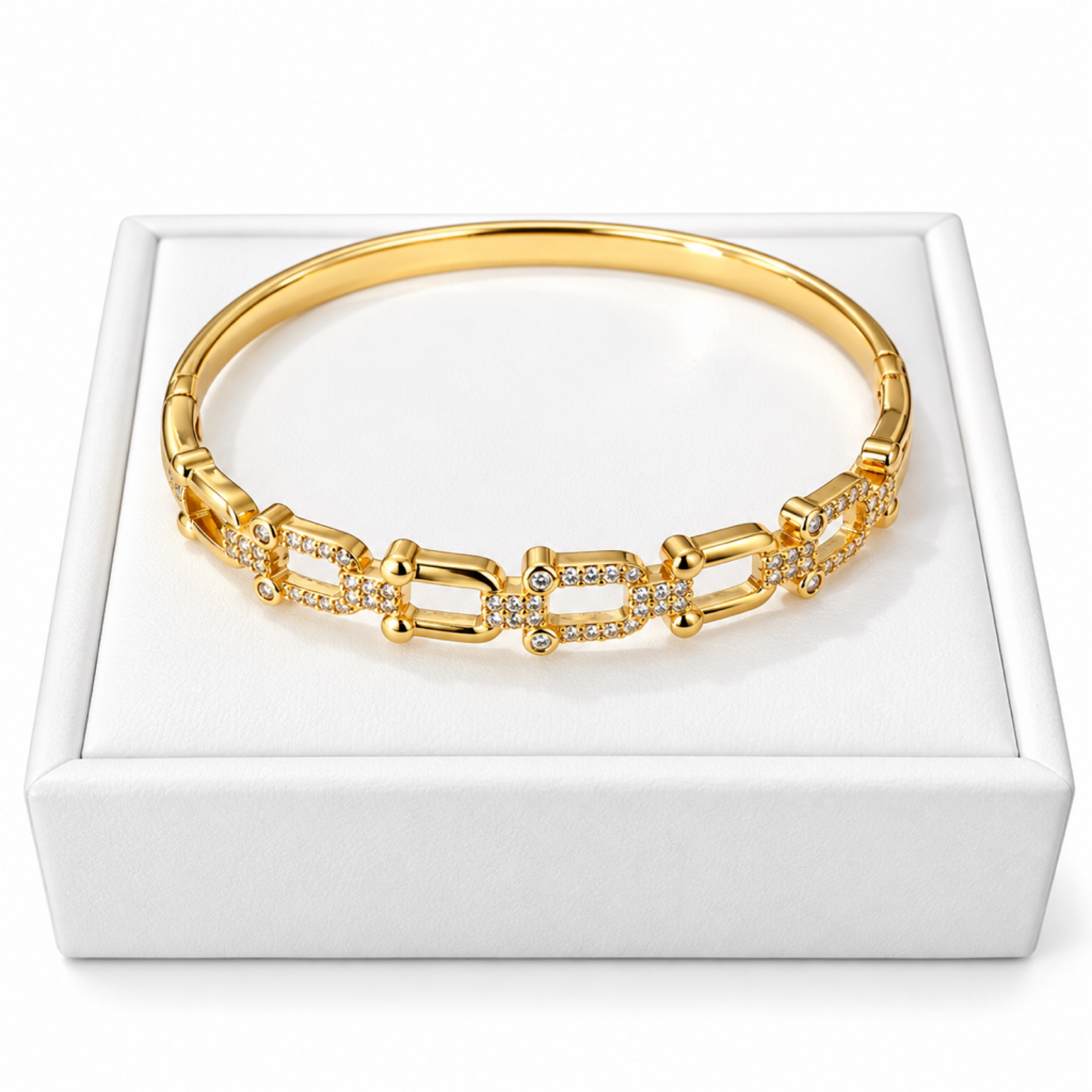 Interlock Iced Gold Bangle 