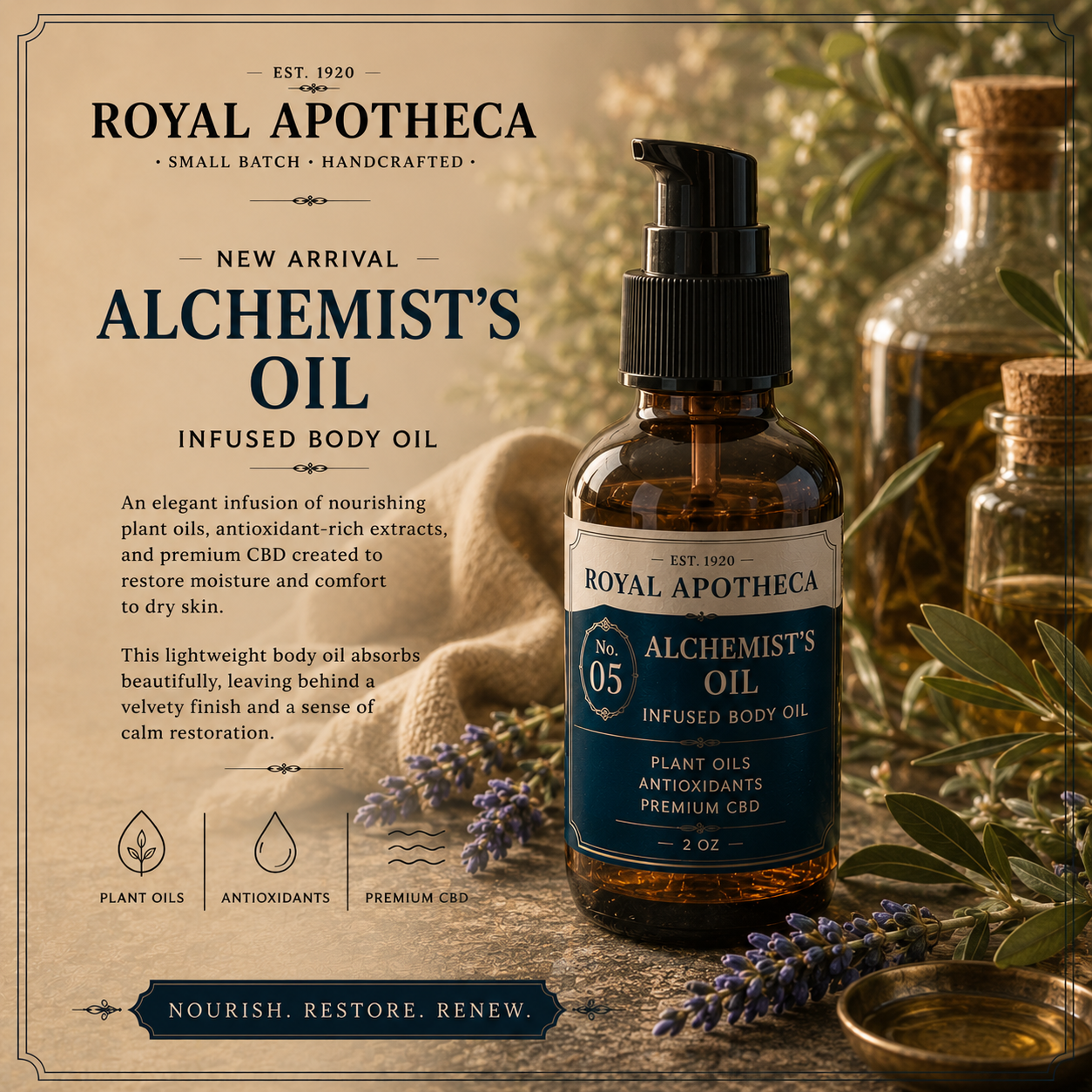 Alchemist's Oil - No.5 - Body Oil 2oz Pump Bottle