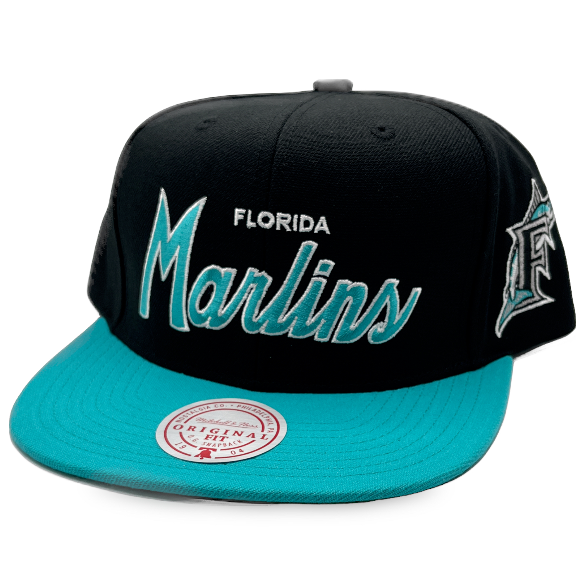 Florida Marlins Retro Evergreen Script Mitchell and Ness Snapback Hat