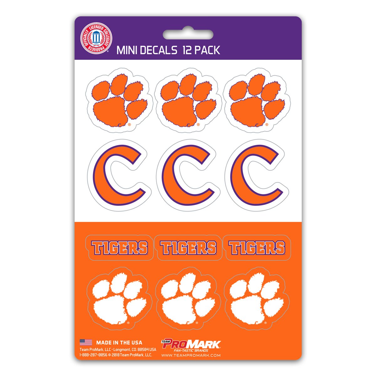 Clemson Tigers Mini Decals 12pk Set
