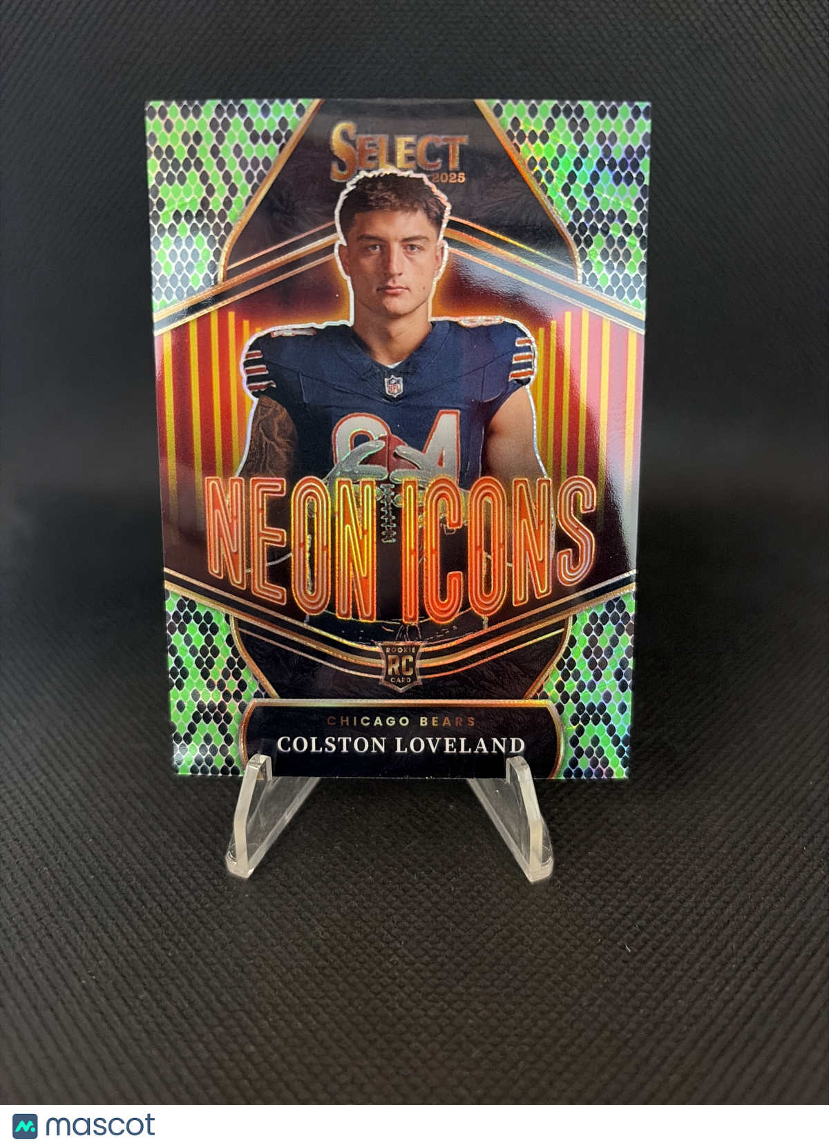 2026 Panini Select Neon Icons Colston Loveland #3 Green Snakeskin Prizm /2 RC