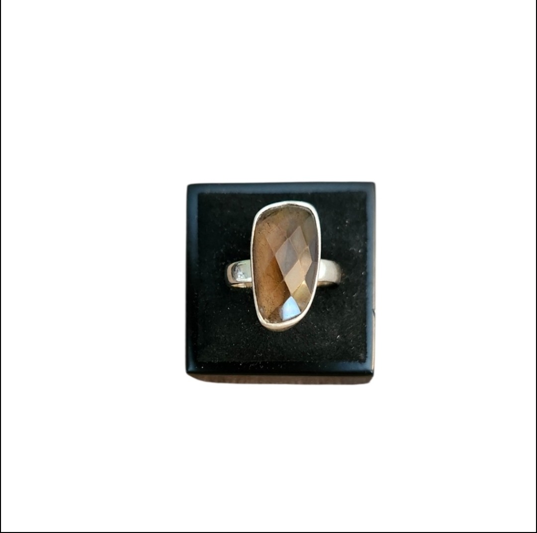 Size 6.5 Silver Toned Smoky Quartz Ring