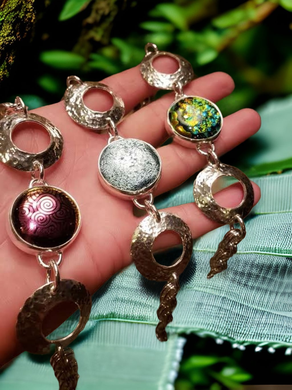 Cremation Hammered Adjustable Bracelet by Moss Creek Art