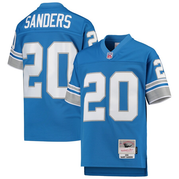 Detroit Lions 1996 Barry Sanders #20 Mitchell and Ness Light Blue Jersey