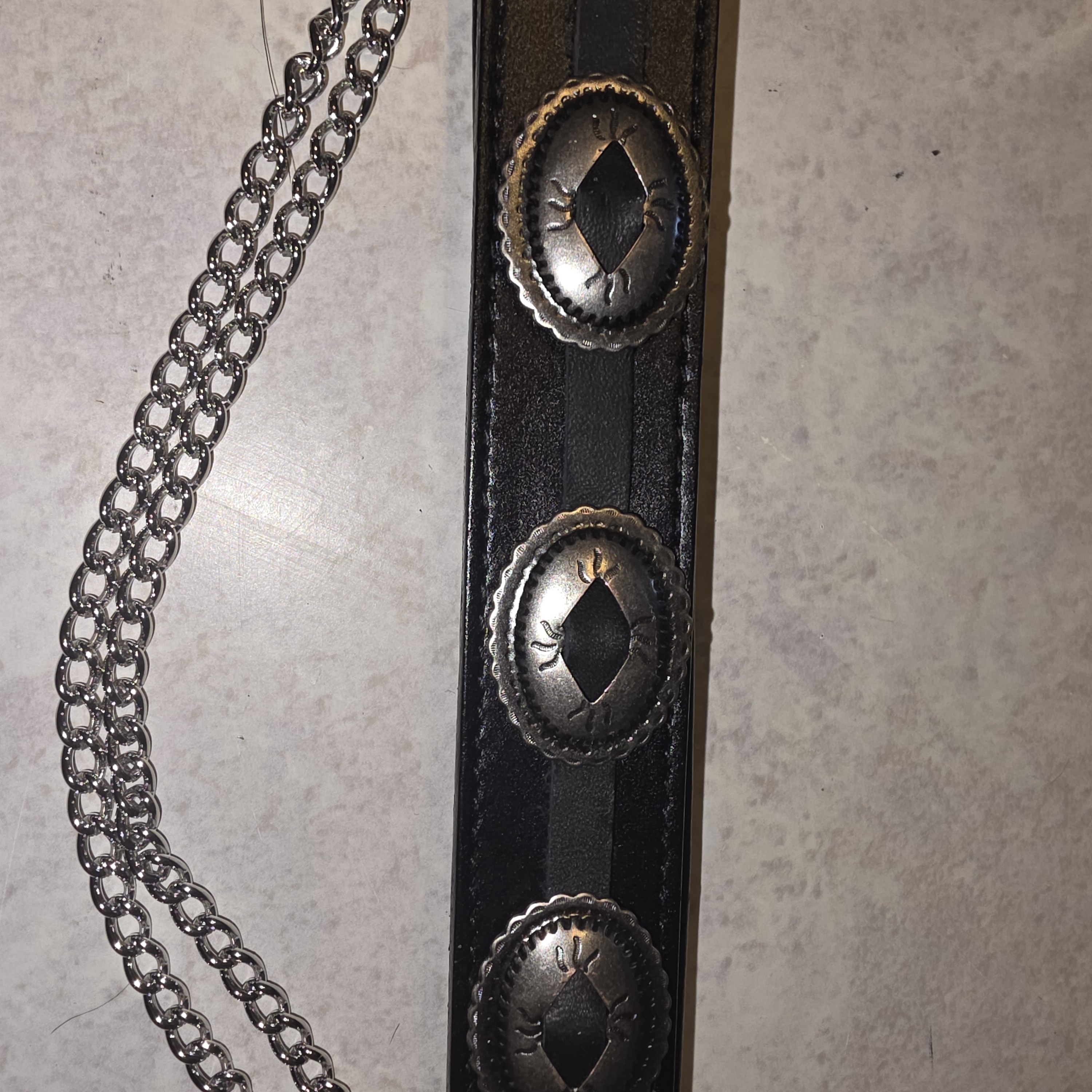 Boot Bracelet Leath w/ Oval Concho BLK MADE IN USA